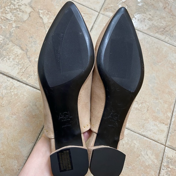 AGL Suede Zip Pointed Toe Studded Slides - Picture 5 of 6